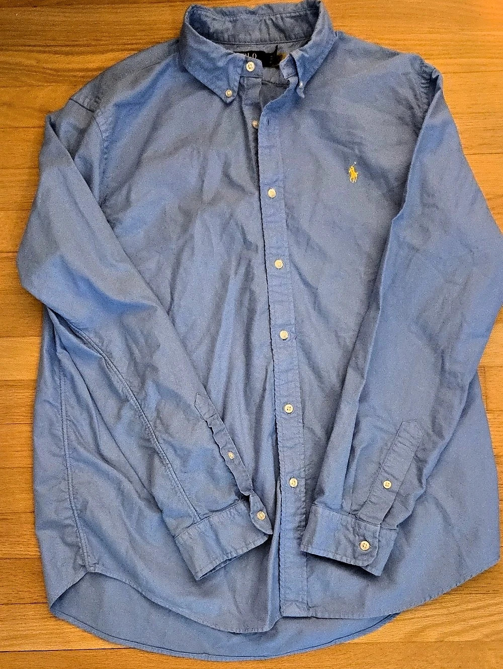 Polo Ralph Lauren Men's Blue Oxford Button Down Shirt Yellow Pony XL